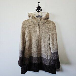 VTG Alafoss Icewool 100% Pure Virgin Wool Sweater Womens S Zip Ombre Jacket